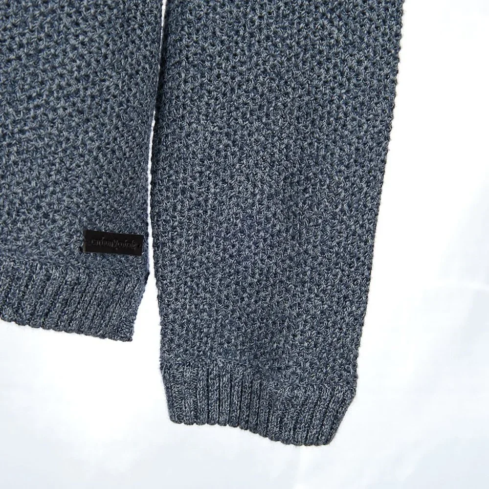 Carbon 2 Cobalt Knit Henley Sweater Blue Gray Ribbed Chunky 155133 Men's Large